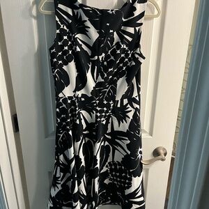 dress barn Signature Black and White Patterned Midi Dress
